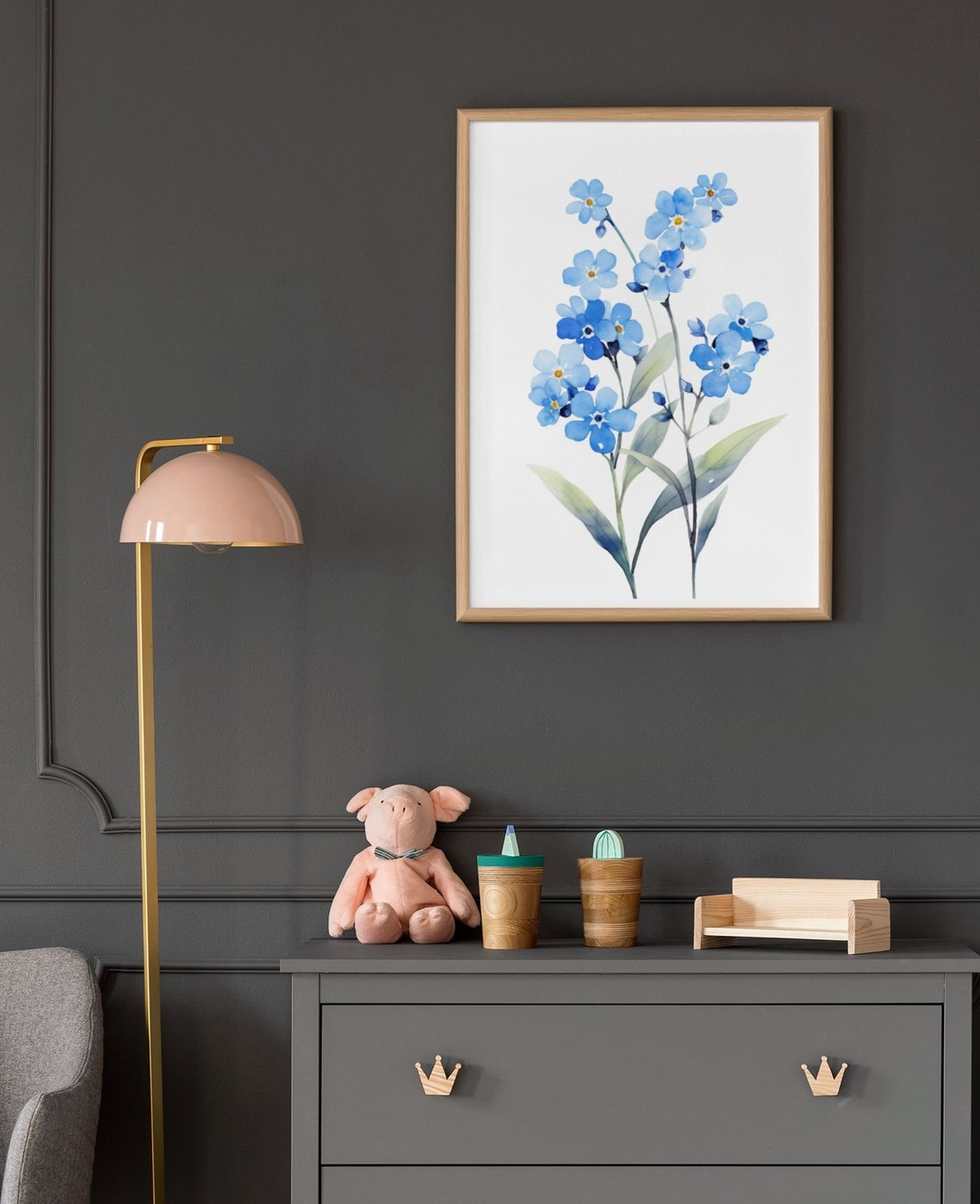 Blue Forget-Me-Not Wildflowers Charming Watercolor Art Poster - Image 9