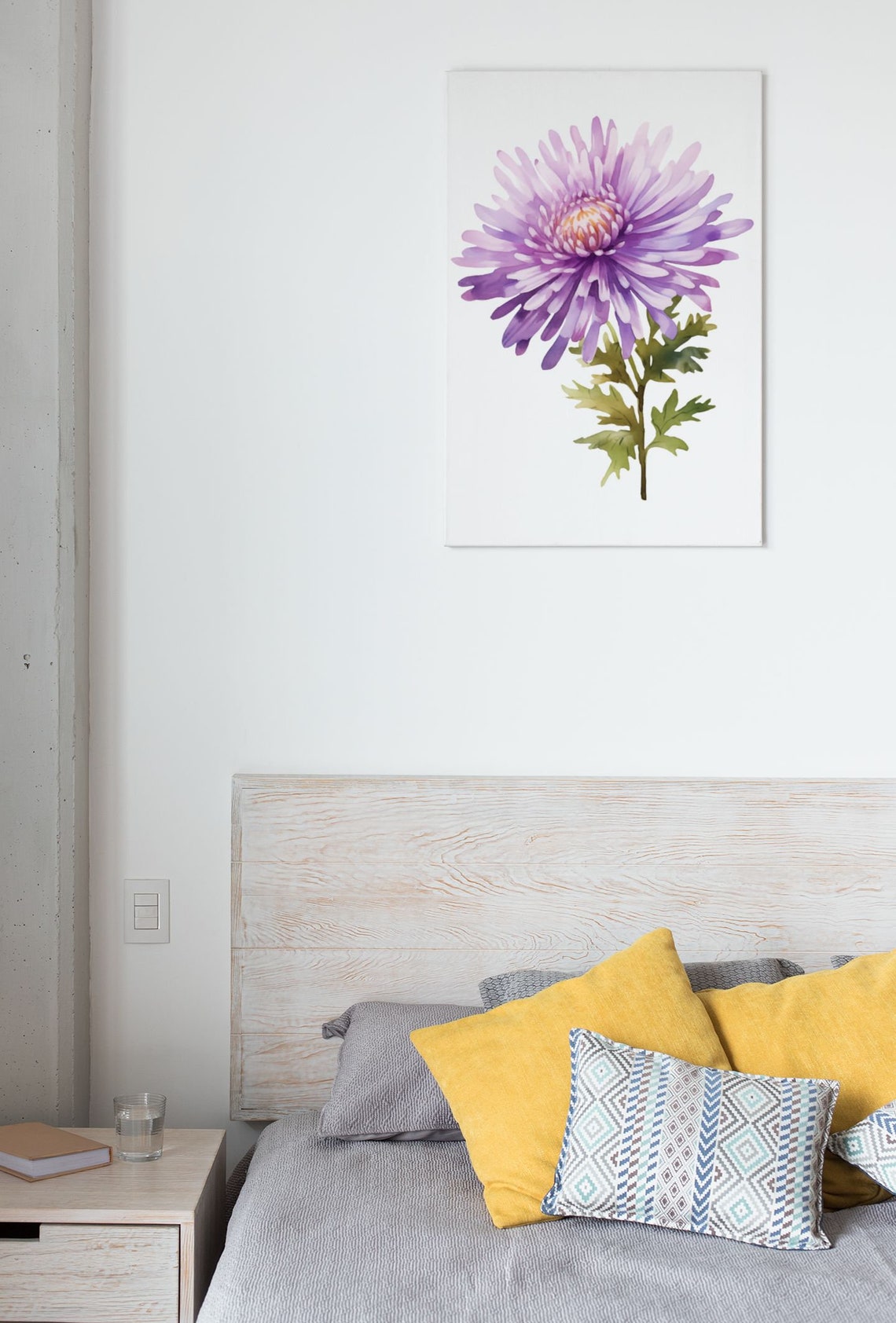 Purple Aster Single Bloom Watercolour Botanical Flower Poster - Image 7