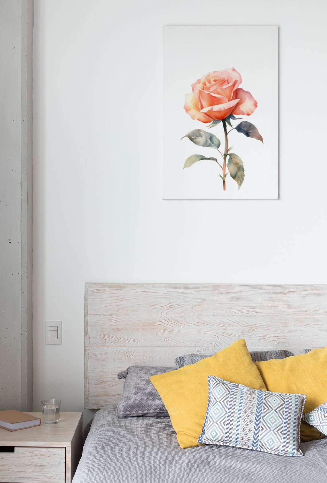 Peach Rose Single Bloom Warm Watercolor Botanical Art Poster - Image 5