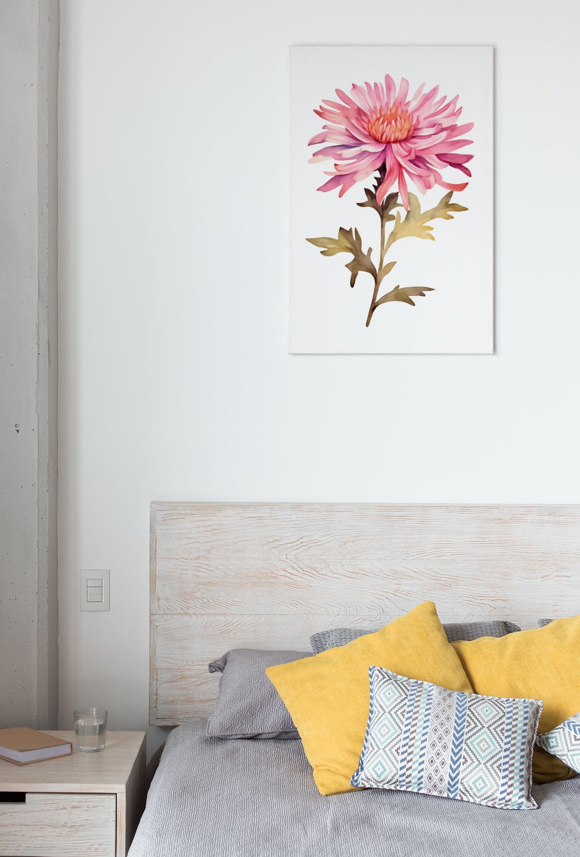 Coral Pink Aster Spiky Bloom Watercolour Botanical Flower Poster - Image 7