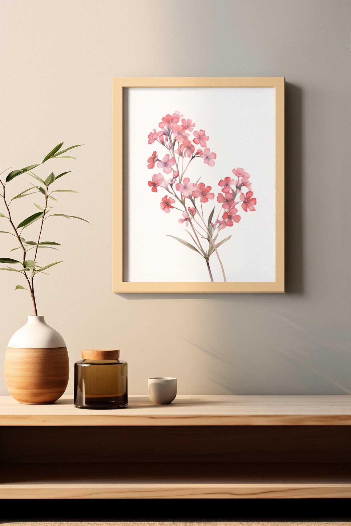 Soft Pink Forget-Me-Not Bouquet Romantic Watercolor Art Poster - Image 3