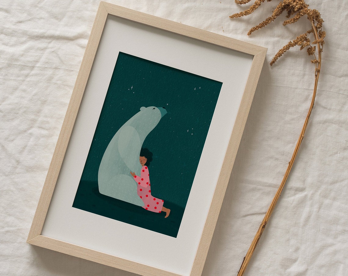 Soley And The Bear Night Sky Art Print - Image 3