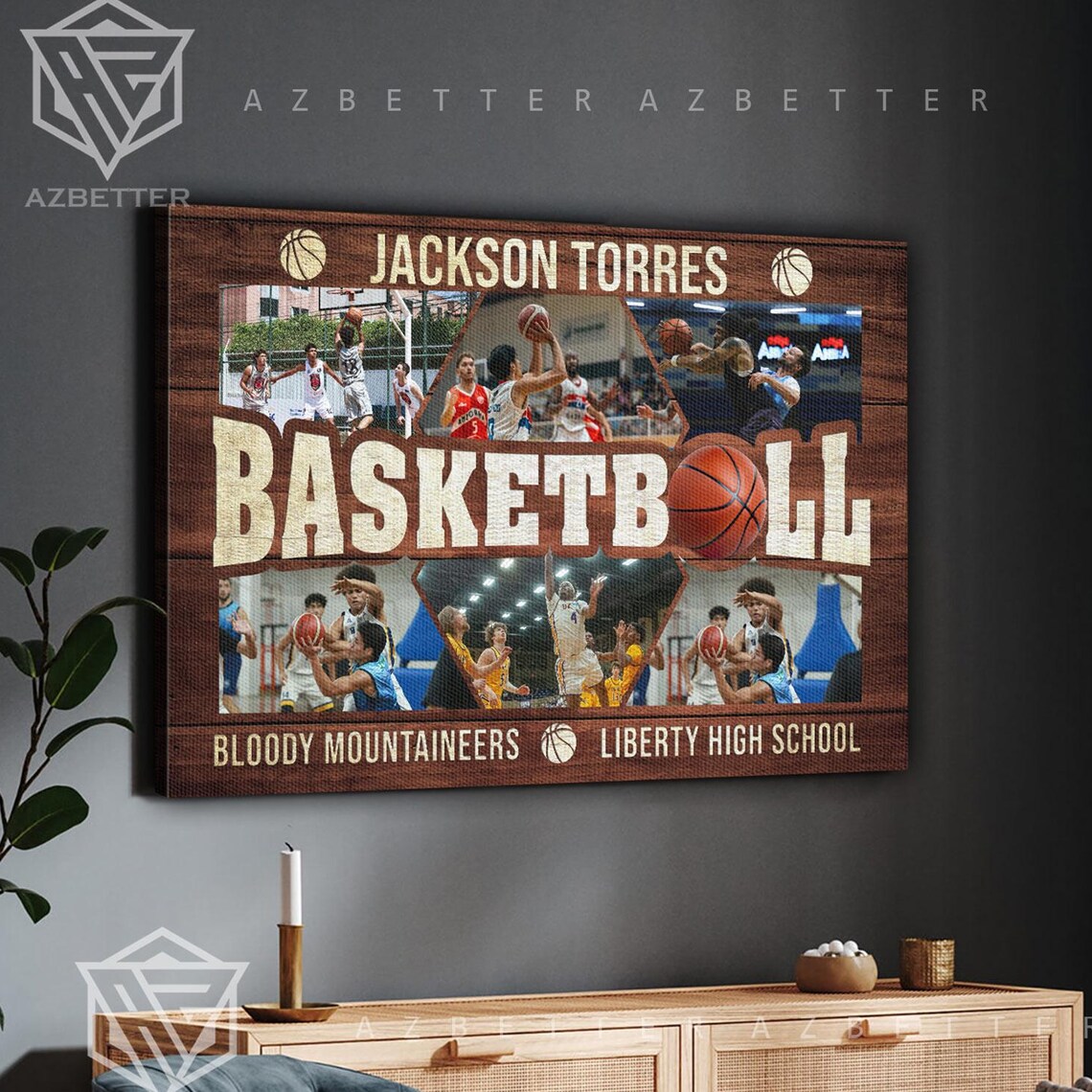 Personalized Basketball Photo Collage Custom Senior Night Gift Poster