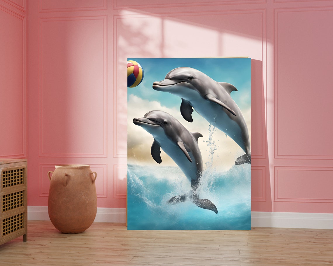 Dolphin Cute Quirky Animal Art Print - Image 4