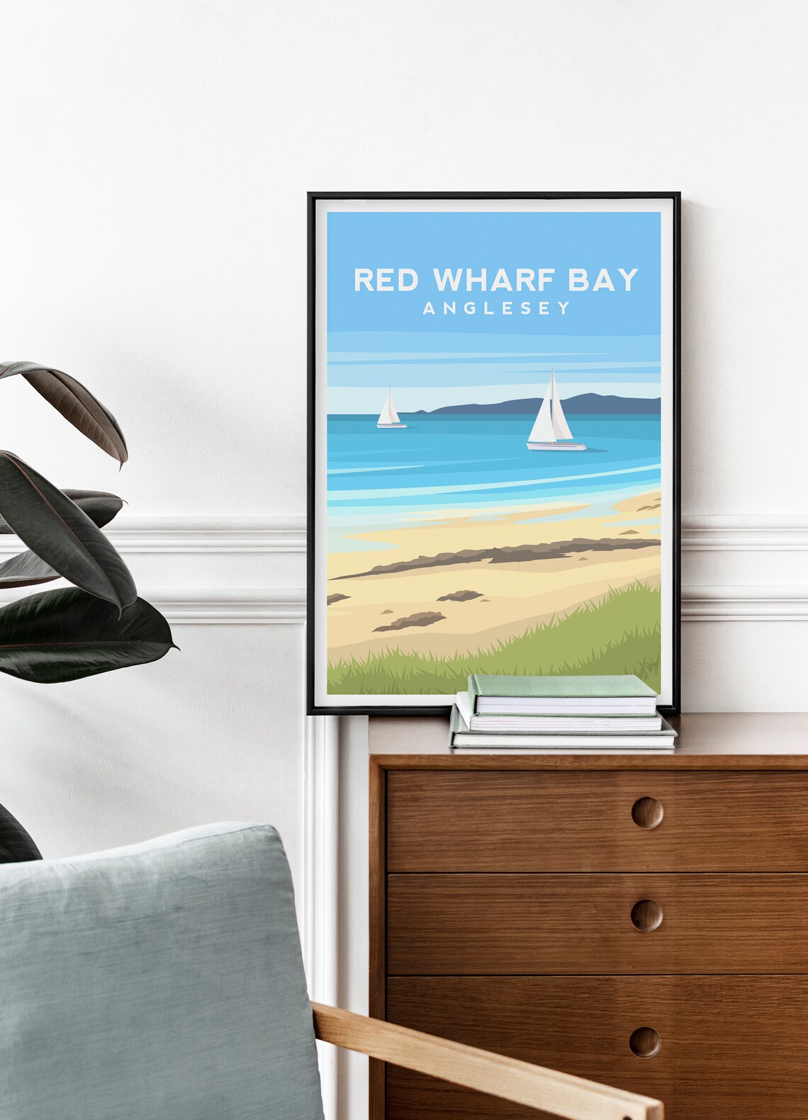 Red Wharf Bay Anglesey Travel Poster, North Wales - Image 2