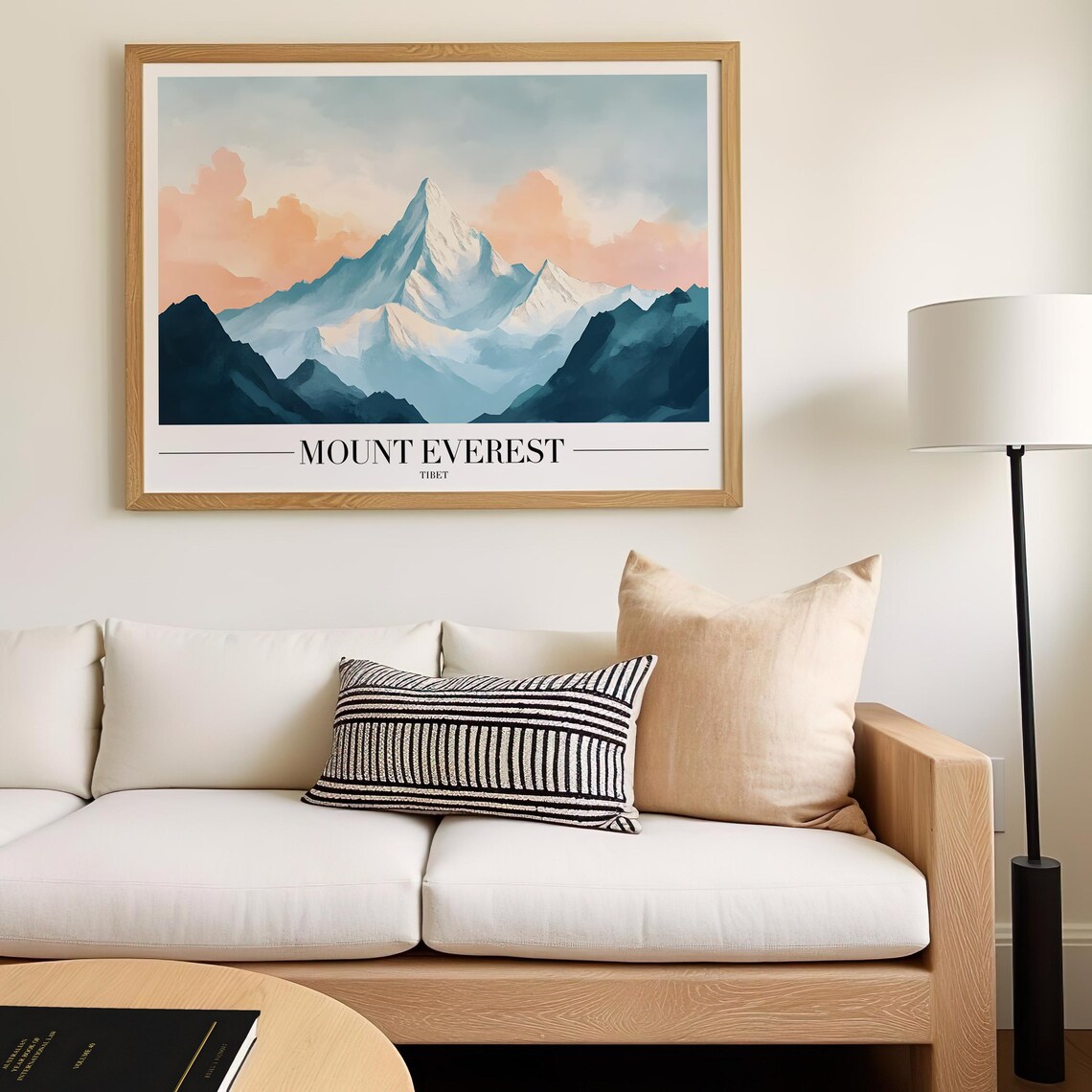Mount Everest Tibet Snowy Himalayan Watercolor Peak Mountain Poster