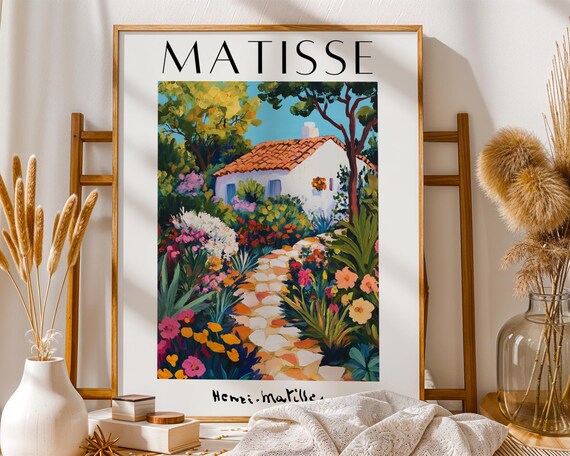 Matisse Inspired Sunlit Mediterranean Cottage Garden Art Print
