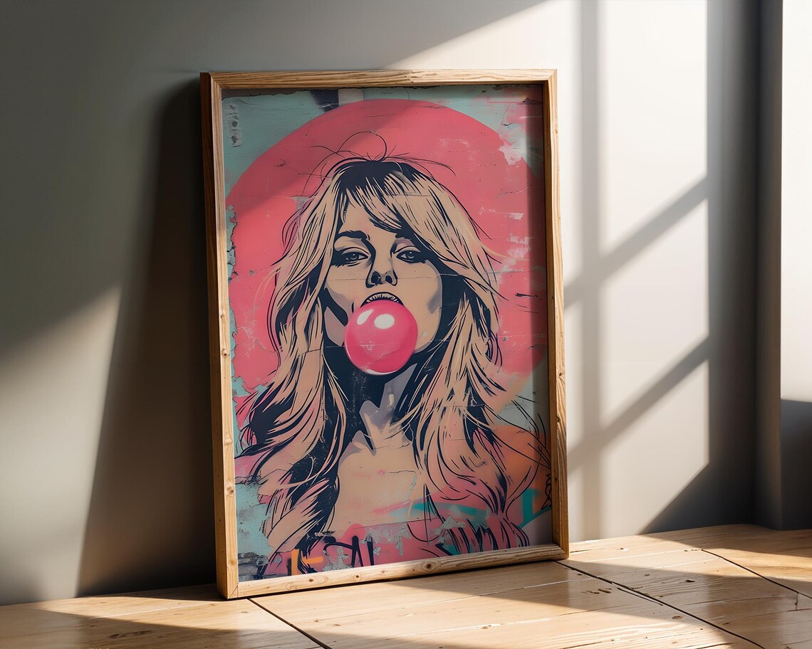 Bubble Gum Girl Graffiti Pop Art Street Style Urban Decor Poster