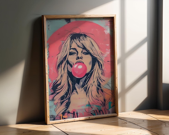 Bubble Gum Girl Graffiti Pop Art Street Style Urban Decor Poster