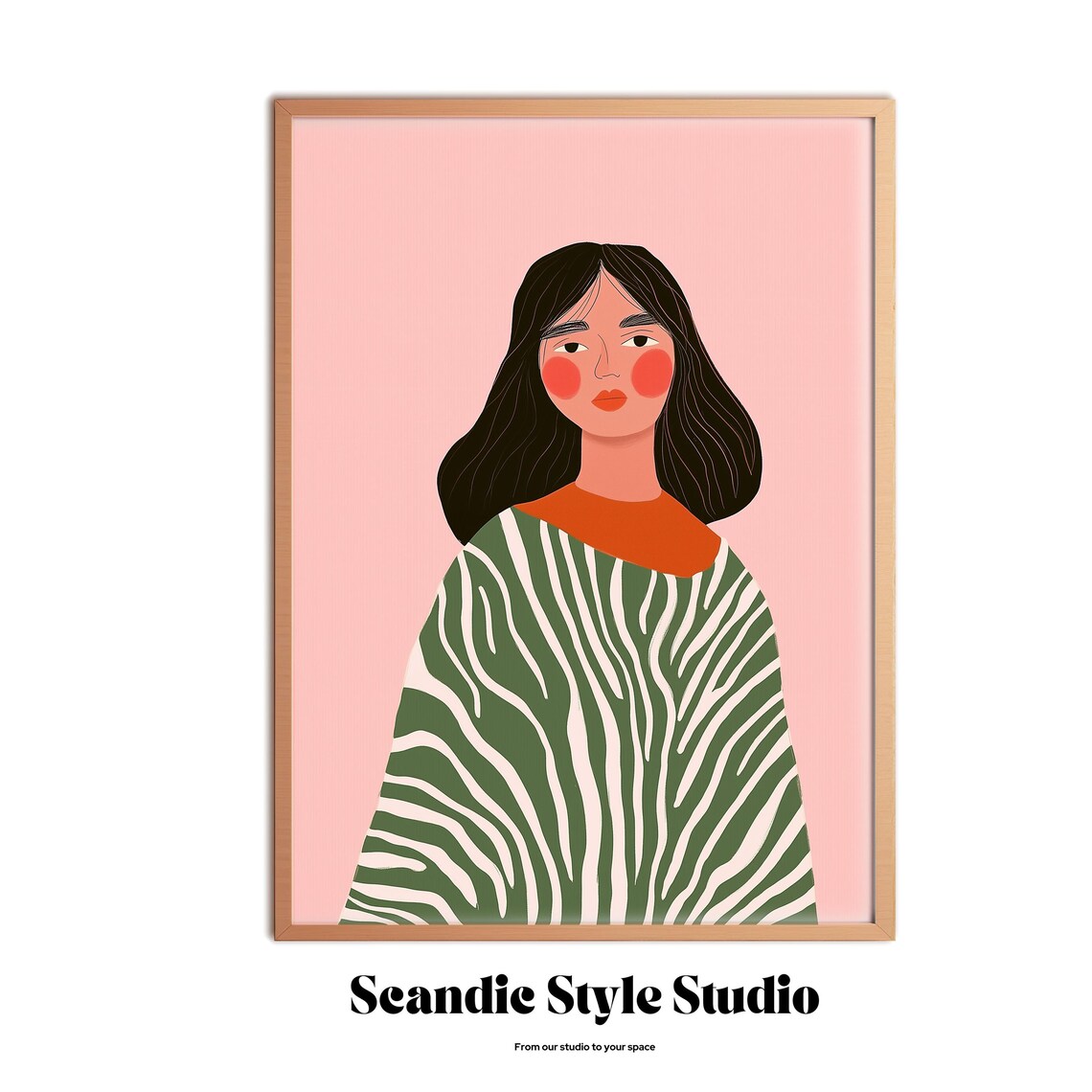 Modern Boho Portrait, Minimalist Woman Illustration - Image 3