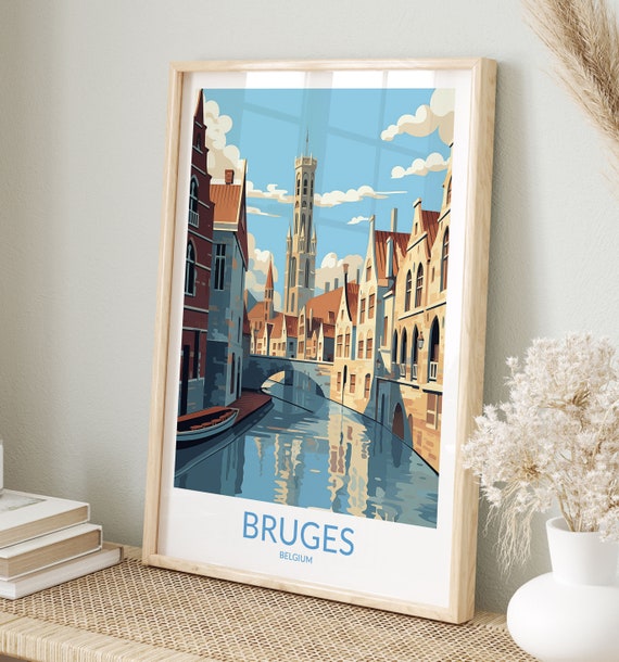 Bruges Print No 2 Bruges Poster Bruges Wall Art Bruges Art Print Bruges Artwork Bruges Traveler Gift Belgium Cathedral