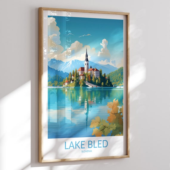 Lake Bled Print No 2 Lake Bled Poster Lake Bled Wall Art Lake Bled Art Print Lake Bled Artwork Lake Bled Travel Gift Slovenia