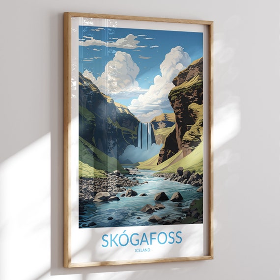 Iceland Print No 6 Iceland Waterfall Poster Iceland Wall Art Home Decor Iceland Art Print Iceland Photo Traveler Gift Skogafoss
