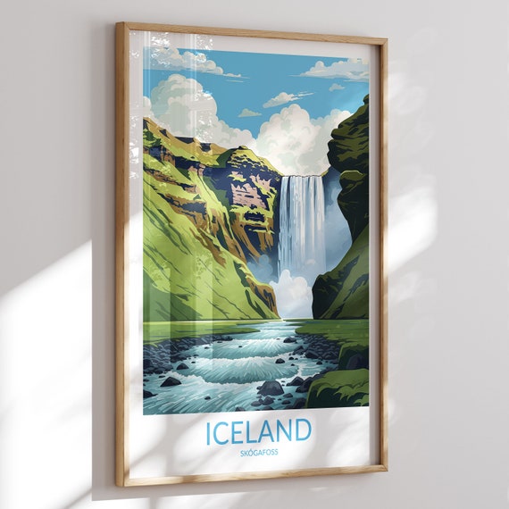 Skogafoss Print No 7 Waterfall Skogafoss Poster Skogafoss Wall Art Skogafoss Art Print Skogafoss Artwork Traveler Gift Iceland