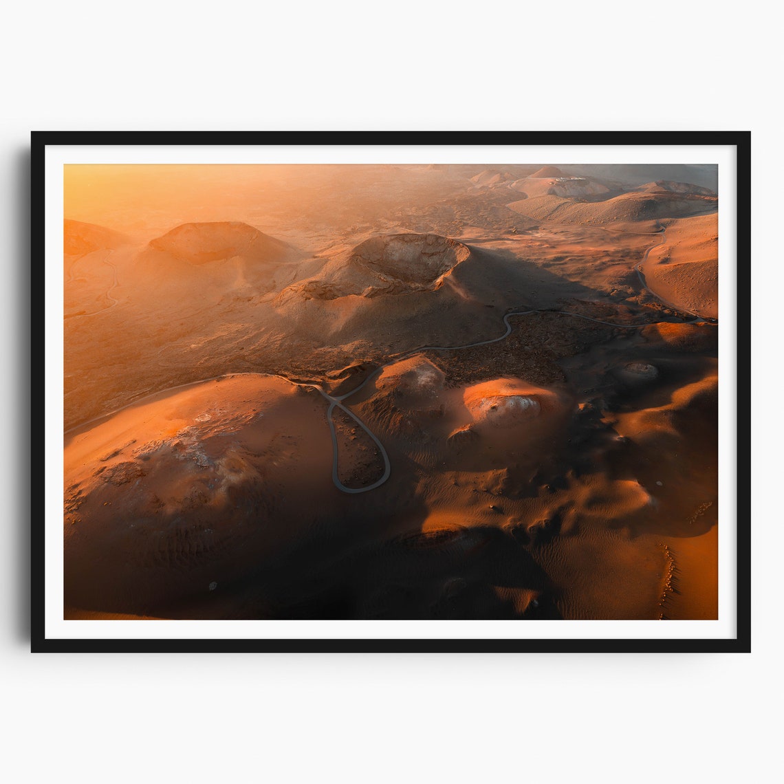 Lanzarote Volcanic Craters Golden Sunrise Aerial Landscape Poster