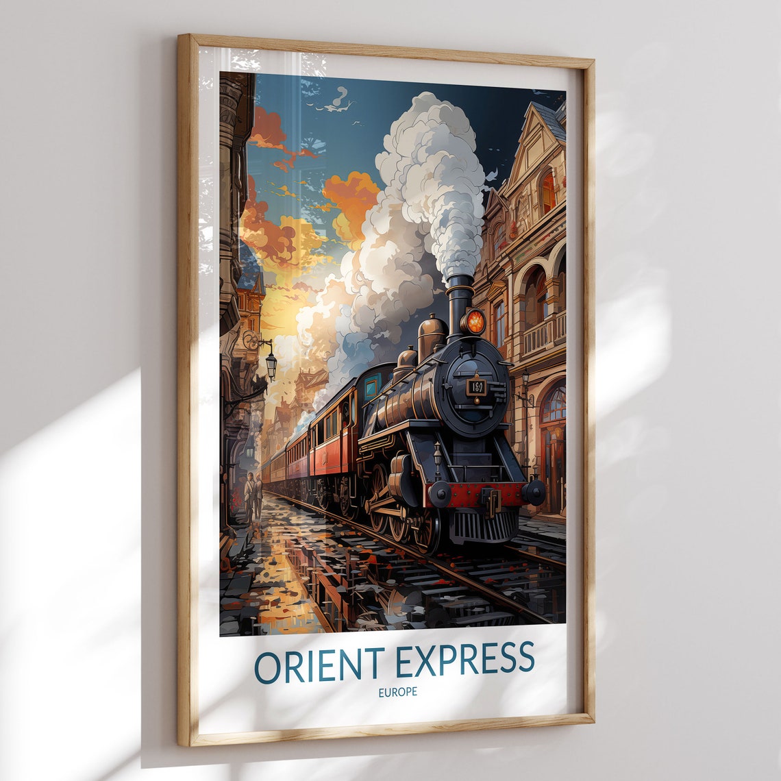 Orient Express Europe Vintage Steam Train Station Travel Poster
