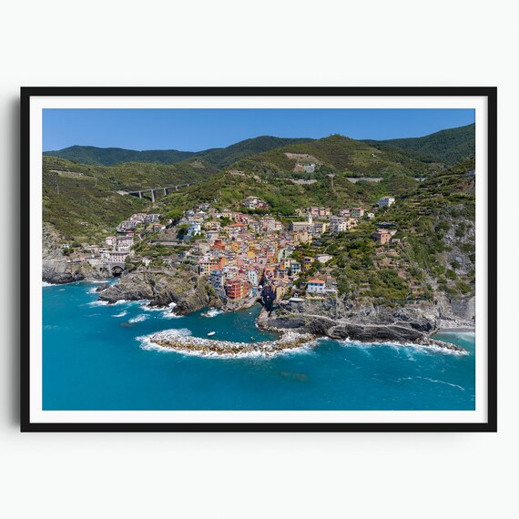 Riomaggiore Cinque Terre Aerial Coast Turquoise Water Italy Poster