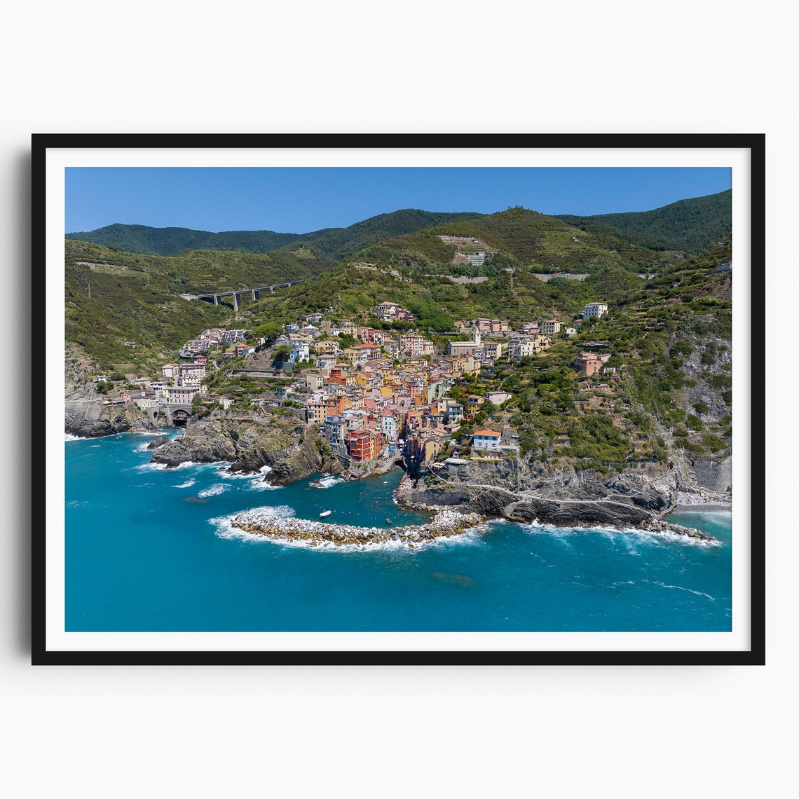 Cinque Terre Print Riomaggiore Coastal Town Italy Wall Art Travel Gift Travel Poster Europe Print Italian Coast Italian Riviera