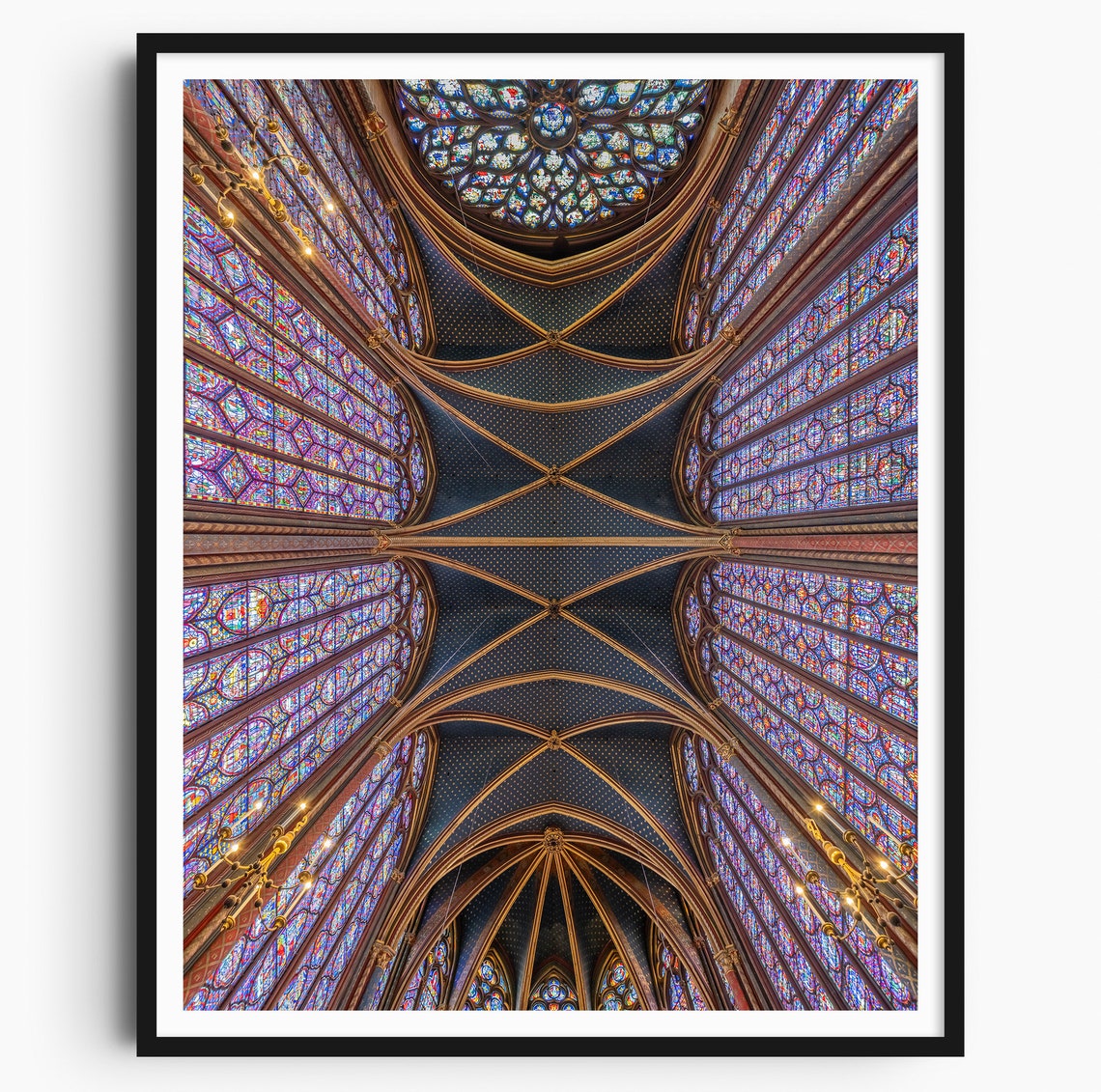 Sainte Chapelle Paris Stained Glass Ceiling Gothic Church Poster