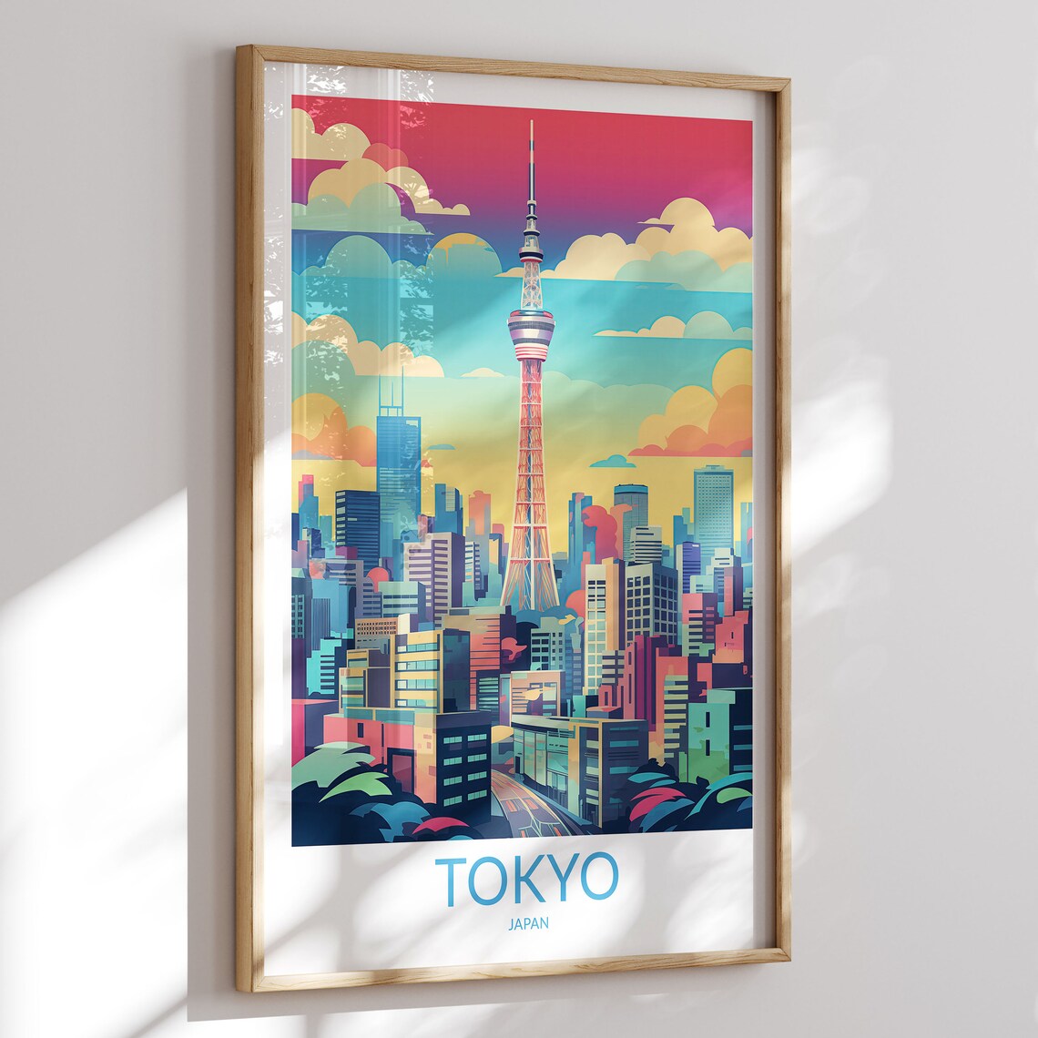Tokyo Japan Tokyo Tower Colorful Sunset Skyline City Art Poster