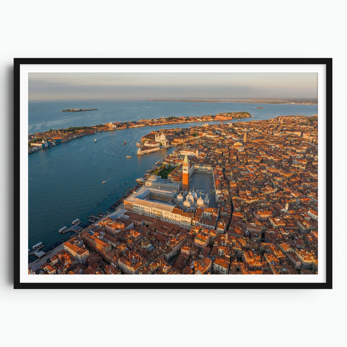 Venice Rooftops Panoramic Aerial View Red Tile Roofs Canal Poster