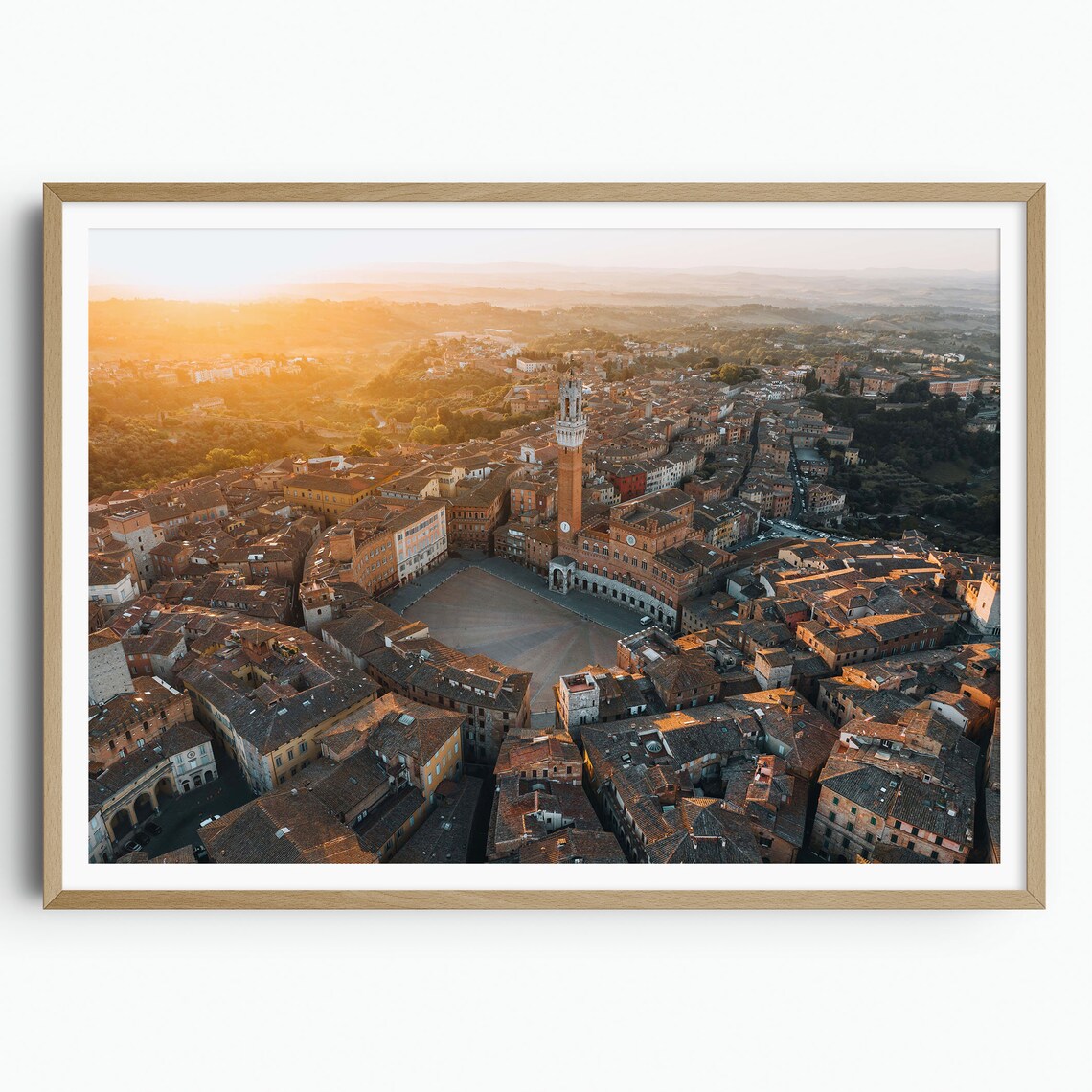 Siena Piazza del Campo Golden Sunset Aerial Tuscany Italy Poster