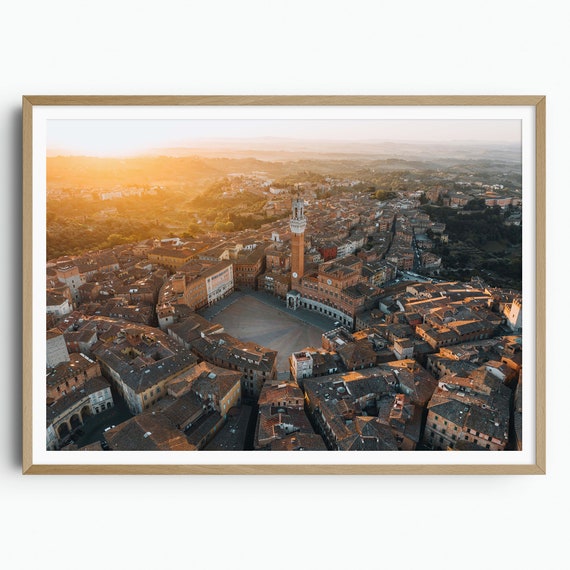 Siena Print Piazza Del Campo Italy Wall Art Travel Gift Travel Poster Europe Print Tuscany Print Sunrise Aerial Photo Fine Art