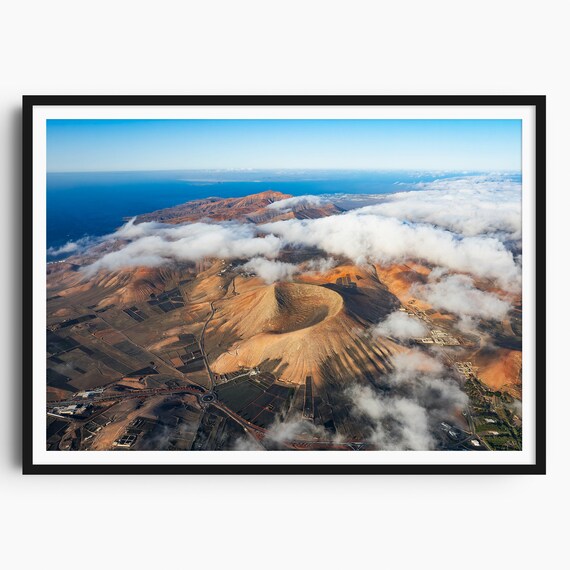 Volcano Lanzarote Print Canary Islands Travel Print Travel Poster Caldera Riscada Volcano Decor Volcanoes Spain Print Photography
