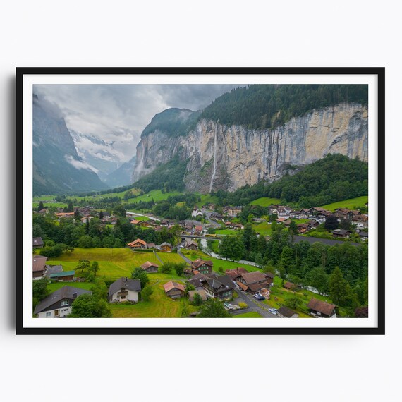 Lauterbrunnen Print Switzerland Art Print Interlaken Wengen Swiss Alps Poster Travel Poster Travel Gift Murren Waterfalls