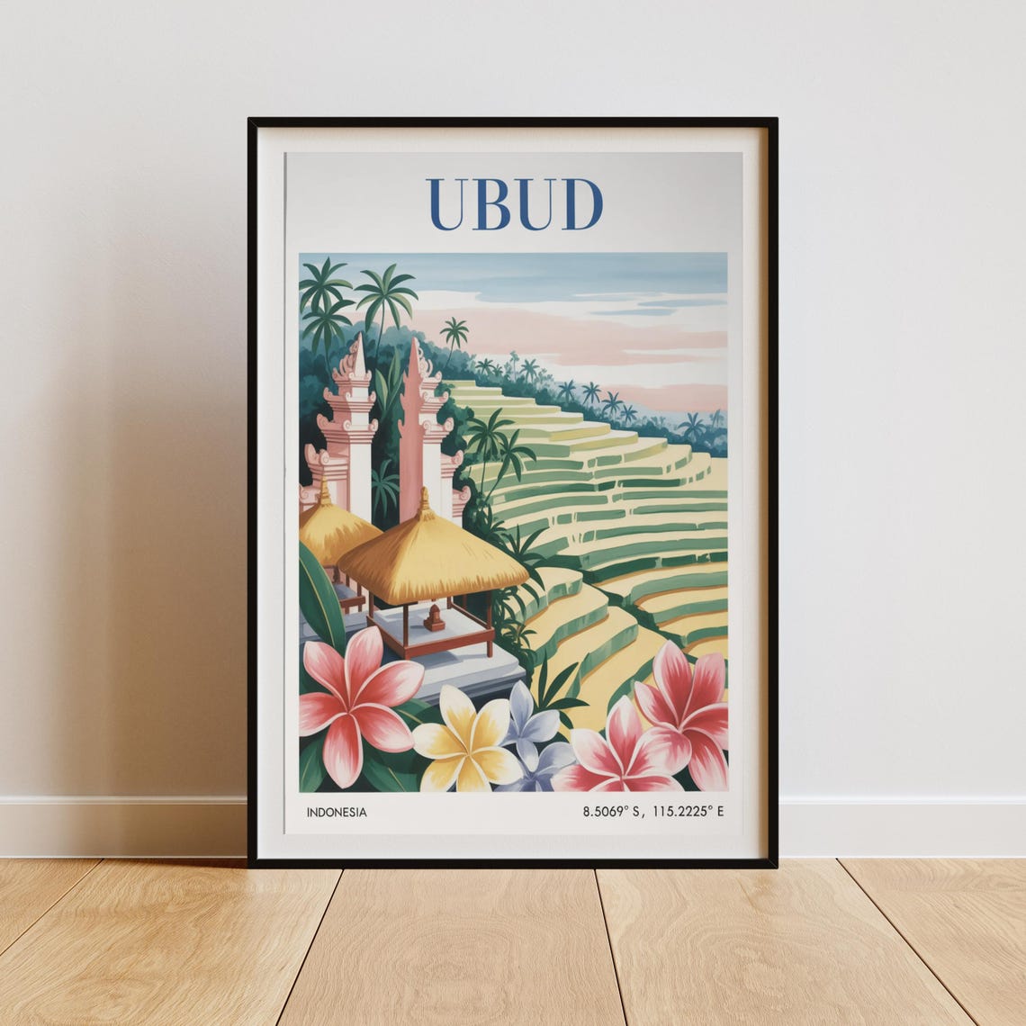 Vintage Ubud Travel Poster, Bali Rice Terrace - Image 3