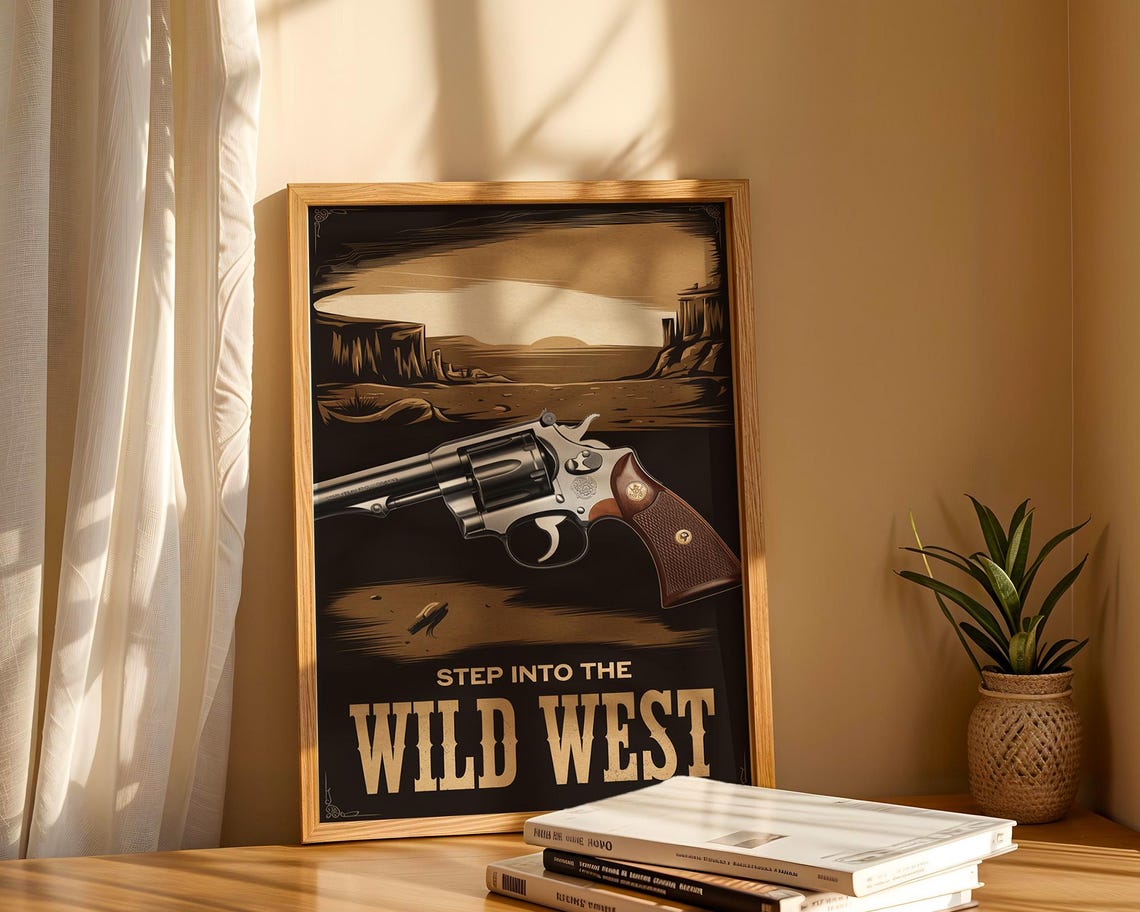 Classic Cowboy Revolver, Western Decor Art Print - Image 6