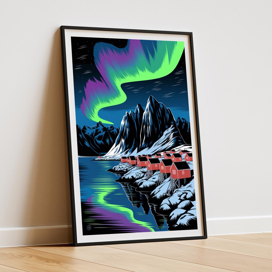 Norway Northern Lights Lofoten Travel Poster - Image 3