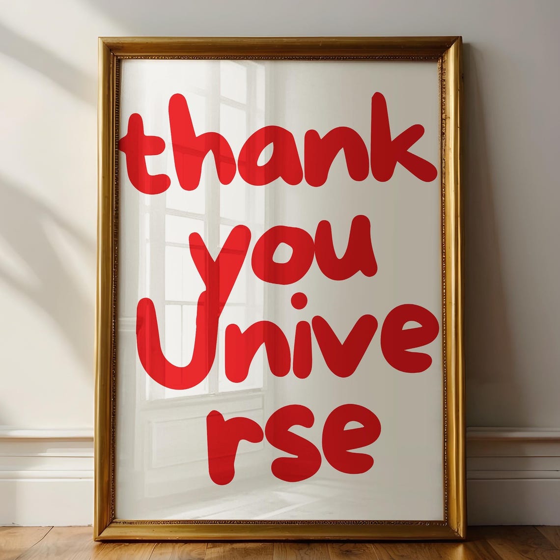 Thank You Universe Red Bubble Script Gratitude Affirmation Wall Art