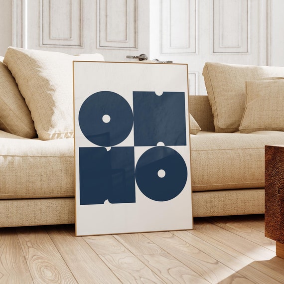 Oh No Wall Art Navy Blue White Quote Print Typography Poster Minimalist Print Trendy Aesthetic Room Decor Retro Style Wall Design