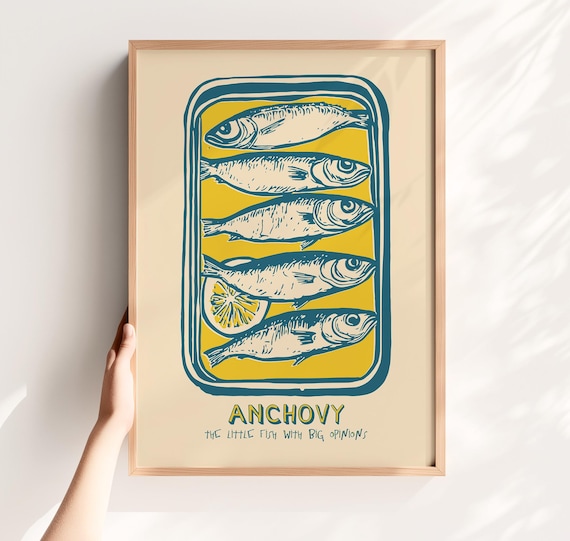 Anchovy The Little Fish With Big Opinions Retro Tin Kitchen Poster