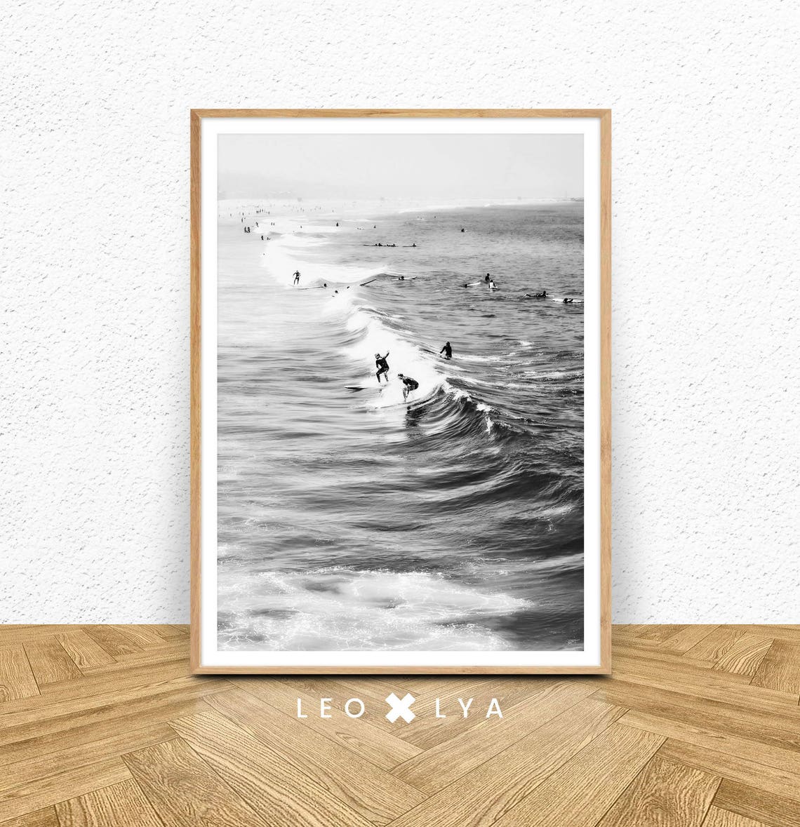 Surfers Riding Waves Black And White Surf Photography Ocean Wall Art