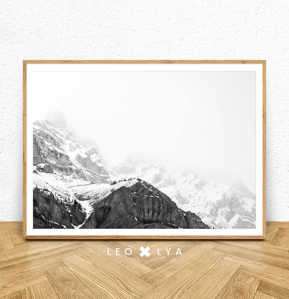 Mountain Wall Art, Black and White Landscape Art Print