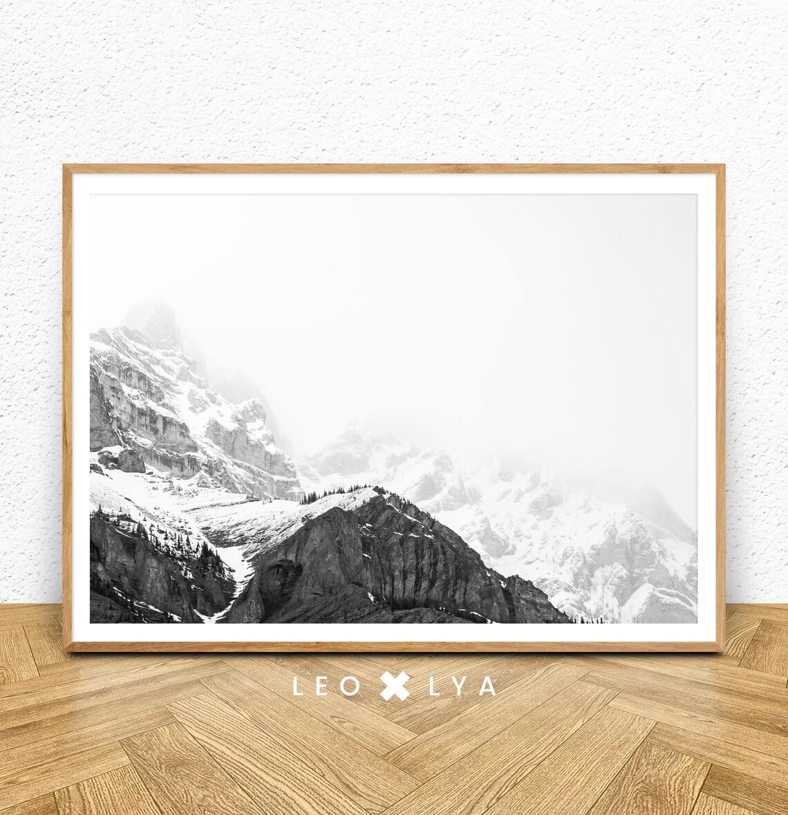 Mountain Wall Art, Black and White Landscape Art Print