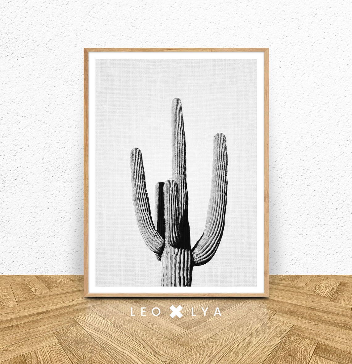 Saguaro Cactus Desert Black And White Minimalist Photography Wall Art