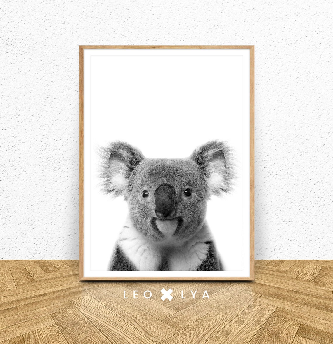 Black And White Koala Nursery Art Print