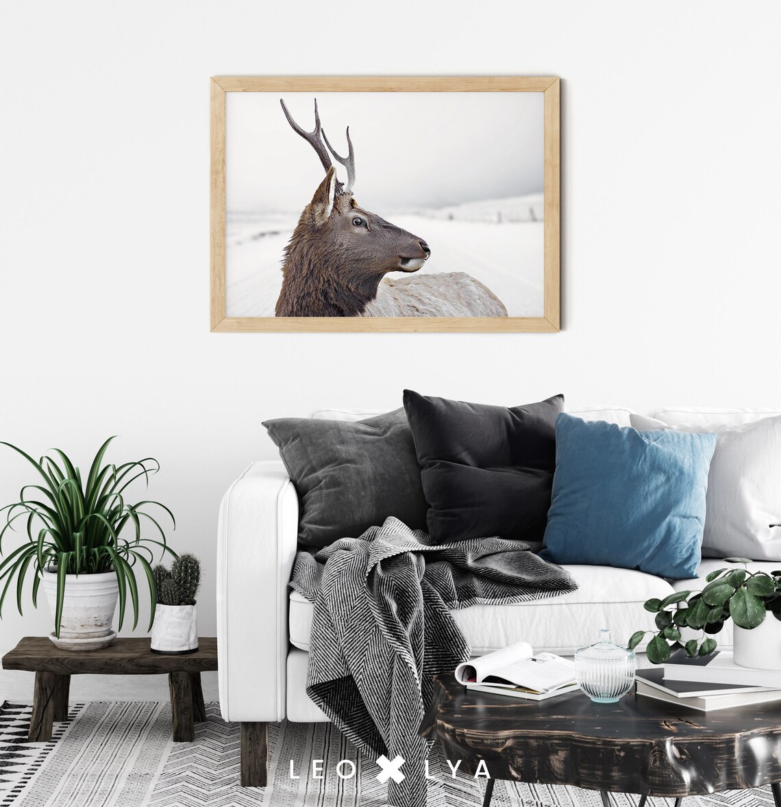 Deer In Snow Winter Wildlife Photography Majestic Animal Wall Art - Image 2