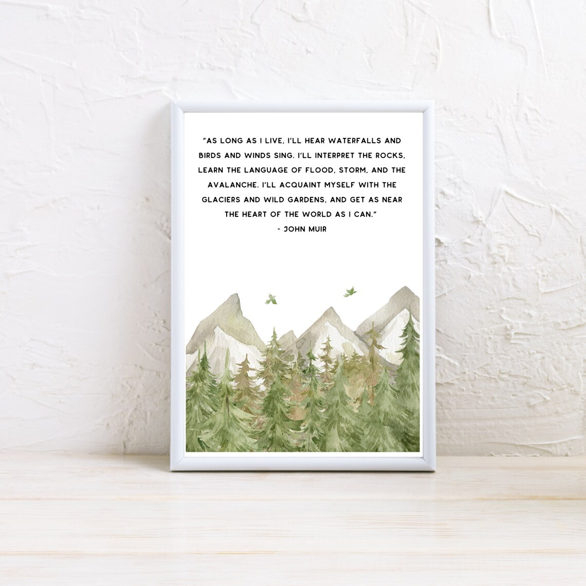 John Muir Heart of the World Nature Quote Mountain Art Poster - Image 2