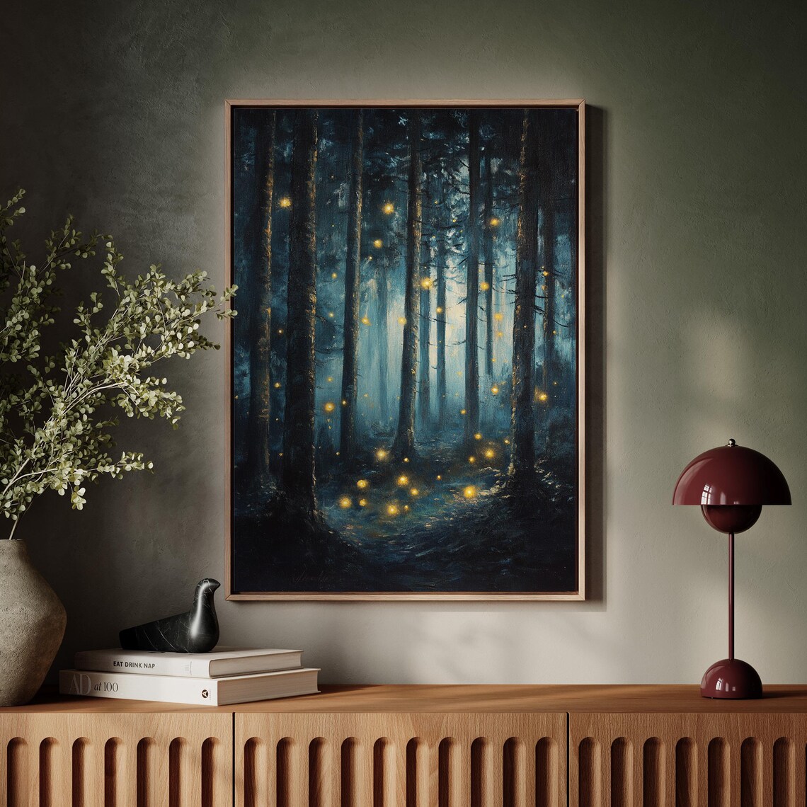 Enchanted Firefly Forest, Mystical Glow Art