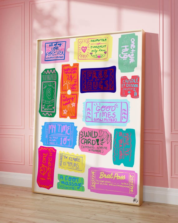 Hand Drawn Ticket Print Retro Good Times Poster Trendy Wall Art Life Stub Dorm Room Decor Preppy