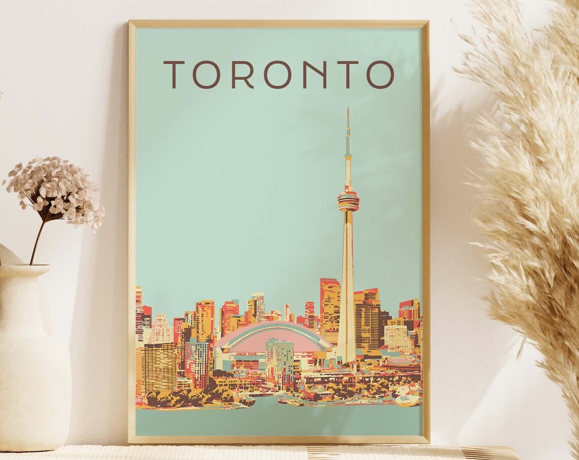 Toronto Travel Poster, CN Tower Cityscape