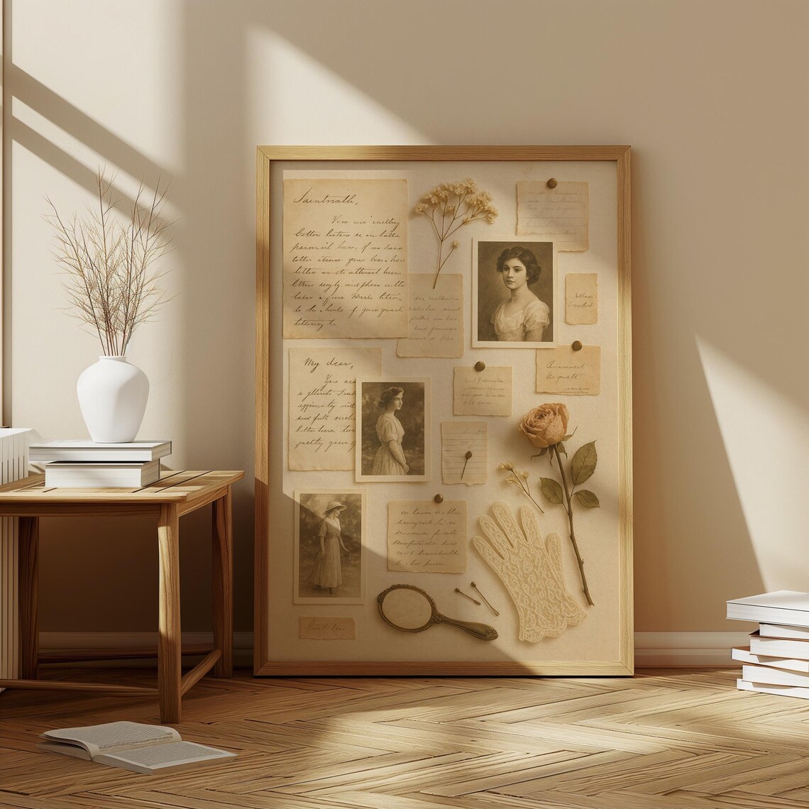 Victorian Sepia Letter Print, Antique Photo Collage