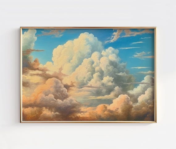 Pastel Cloudscape Print Dreamy Sunset Sky Wall Art