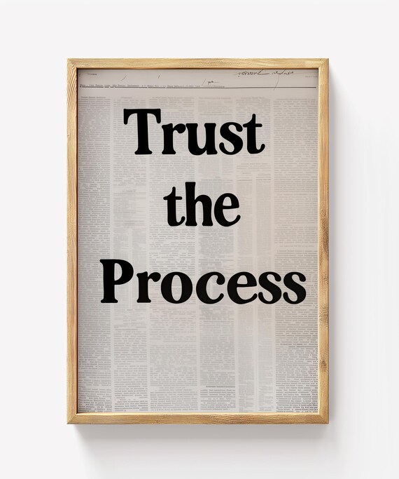 Trust The Process Wall Art Motivational Quote Minimalist Office Decor Modern Typography
