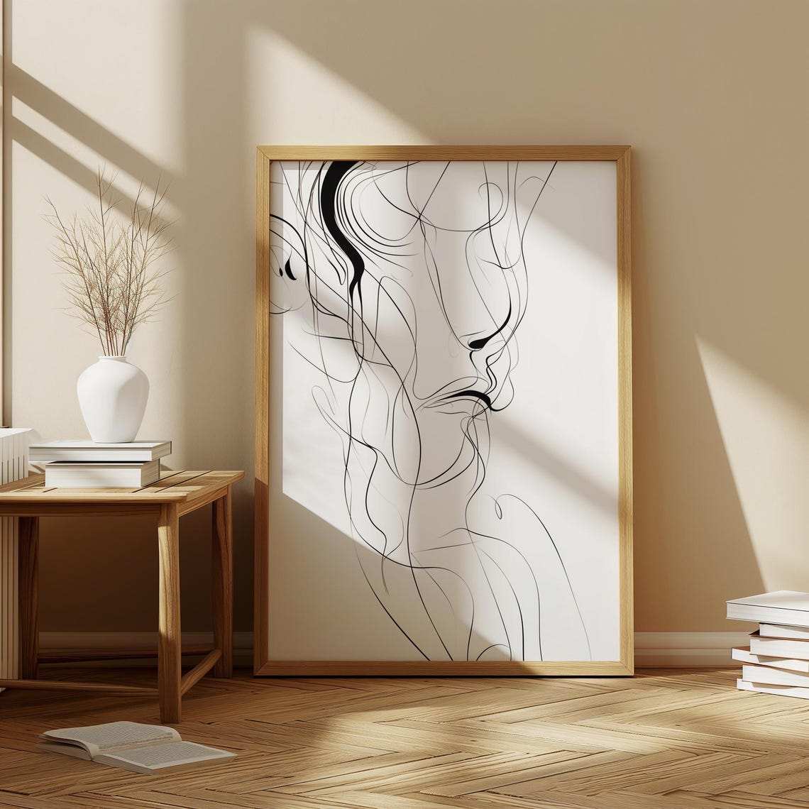 Abstract Woman Face Line Art Minimalist Profile Contour Poster