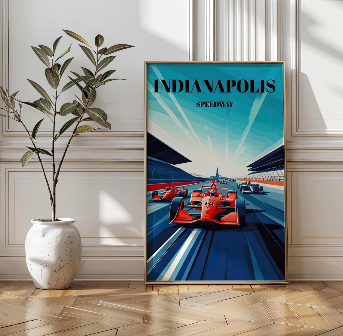 Indianapolis Speedway IndyCar Vintage Racing Track Art Poster